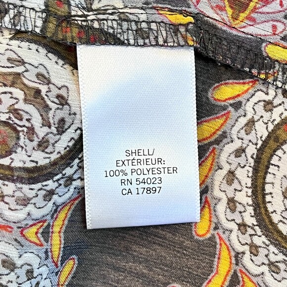 Gap Multicolor Sheer Peplum Top Small Blouse Boho Patterned - Picture 7 of 8